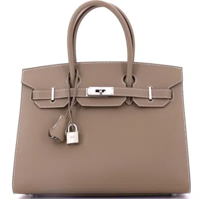 Pre-owned Hermes  Hermes Birkin Sellier Bag Grey Epsom With Palladium Hardware 30 In Brown