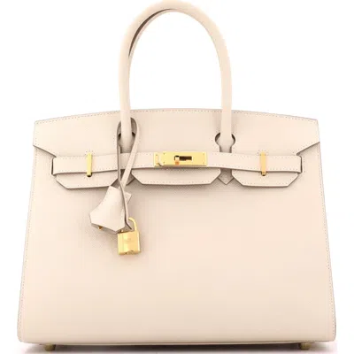 Pre-owned Hermes  Hermes Birkin Sellier Bag Light Epsom With Gold Hardware 30 In Neutral