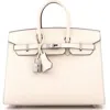 Pre-owned Hermes  Hermes Birkin Sellier Bag Light Epsom With Palladium Hardware 25 In White
