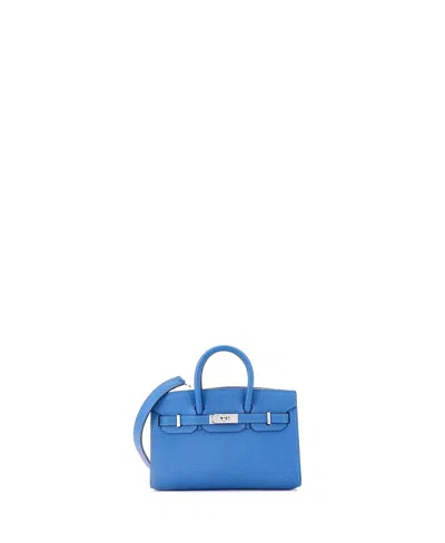 Pre-owned Pre-owned Hermes  Hermes Birkin Tiny Handbag Blue Epsom With Palladium Hardware