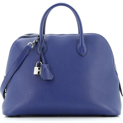 Pre-owned Hermes  Hermes Bolide 1923 Bag Evercolor 30 In Blue