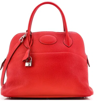 Pre-owned Hermes  Hermes Bolide Bag Clemence 31 In Red