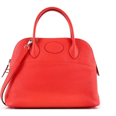 Pre-owned Hermes  Hermes Bolide Bag Clemence 31 In Red