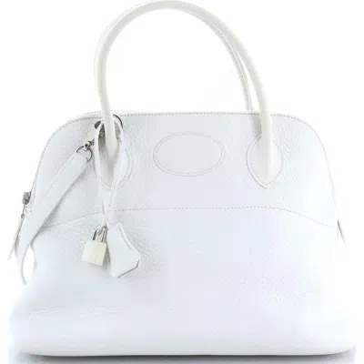 Pre-owned Hermes  Hermes Bolide Bag Clemence 31 In White