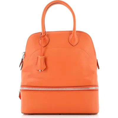 Pre-owned Hermes  Hermes Bolide Secret Bag Evercolor 24 In Orange