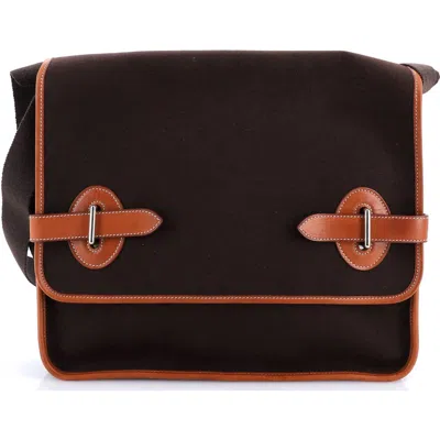 Pre-owned Hermes  Hermes Buenaventura Messenger Bag Toile Pm In Brown