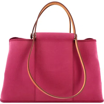 Pre-owned Hermes  Hermes Cabag Elan Toile And Leather 39 In Pink