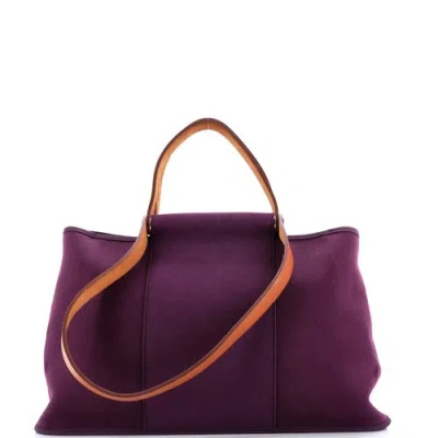 Pre-owned Hermes  Hermes Cabag Elan Toile And Leather 39 In Purple
