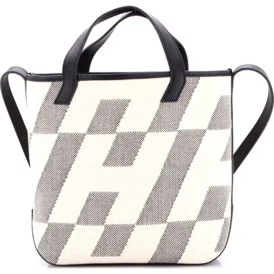 Pre-owned Hermes  Hermes Cabas H En Biais Tote Canvas With Leather 27 In Black