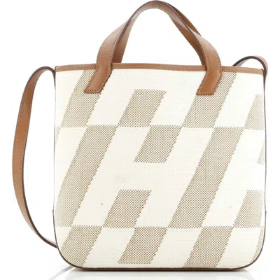 Pre-owned Hermes  Hermes Cabas H En Biais Tote Canvas With Leather 27 In Sand