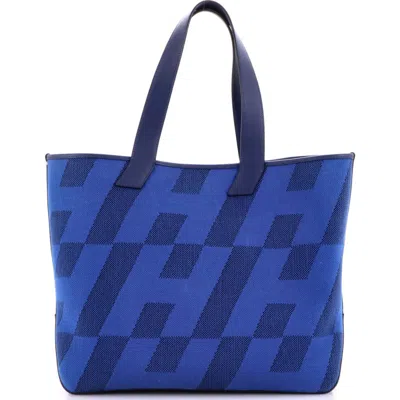 Pre-owned Hermes  Hermes Cabas H En Biais Tote Canvas With Leather 40 In Blue
