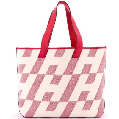 Pre-owned Hermes  Hermes Cabas H En Biais Tote Canvas With Leather 40 In Pink