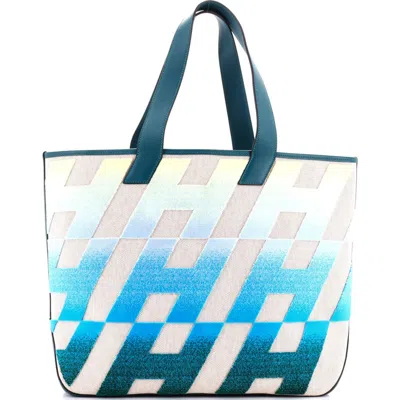 Pre-owned Hermes  Hermes Cabas H En Biais Tote Tufted Motif Canvas With Leather 40