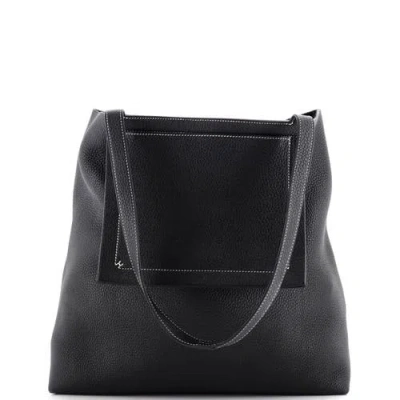 Pre-owned Hermes  Hermes Cabasellier Tote Clemence 46 In Black