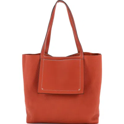 Pre-owned Hermes  Hermes Cabasellier Tote Clemence 46 In Red