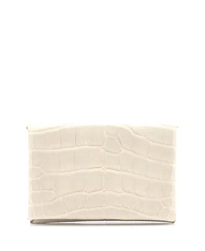 Pre-owned Pre-owned Hermes  Hermes Calvi Card Holder Alligator In Neutral