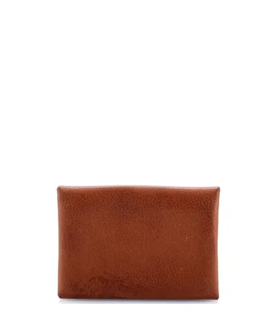 Pre-owned Pre-owned Hermes  Hermes Calvi Duo Card Holder Barenia Faubourg In Brown