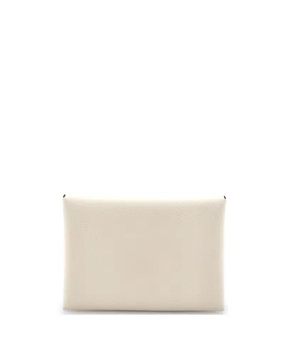 Pre-owned Pre-owned Hermes  Hermes Calvi Duo Card Holder Epsom In Neutral