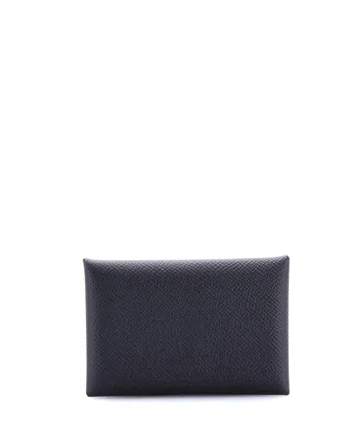 Pre-owned Pre-owned Hermes  Hermes Calvi Duo Card Holder Epsom In Black