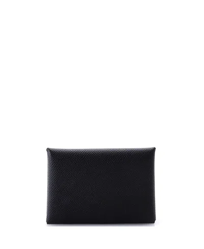 Pre-owned Pre-owned Hermes  Hermes Calvi Duo Card Holder Epsom In Black