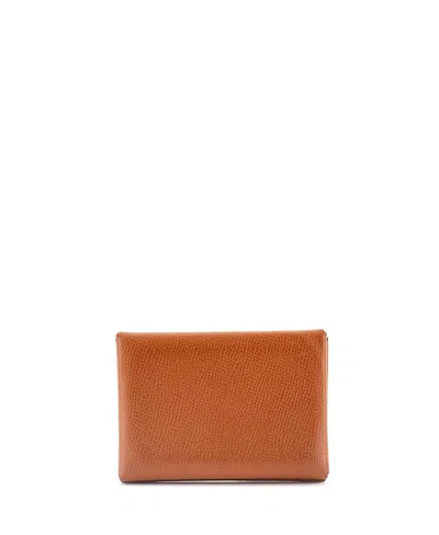 Pre-owned Pre-owned Hermes  Hermes Calvi Duo Card Holder Epsom In Brown