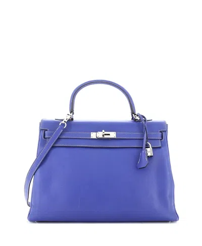 Pre-owned Pre-owned Hermes  Hermes Candy 35 Handbag Epsom In Blue