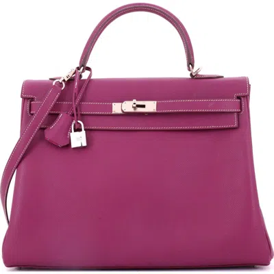 Pre-owned Hermes  Hermes Candy Kelly Handbag Epsom 35 In Purple