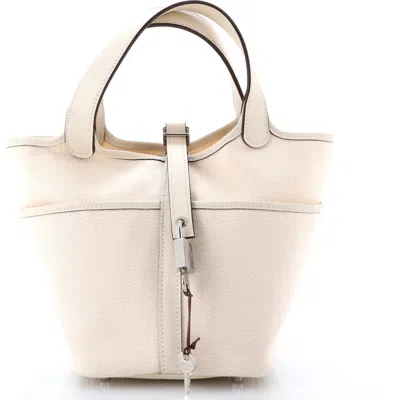 Pre-owned Hermes  Hermes Cargo Picotin Lock Bag Canvas And Swift Pm In Brown