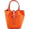 Pre-owned Hermes  Hermes Cargo Picotin Lock Bag Canvas And Swift Pm In Orange