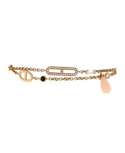 Pre-owned Pre-owned Hermes  Hermes Chaine D'ancre Chaos Bracelet 18k Rose Gold With Pink Opal, Onyx, Black Spinel And
