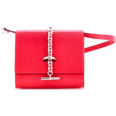 Pre-owned Hermes  Hermes Chaine D'ancre Compact Wallet On Strap Chevre Chamkila In Pink