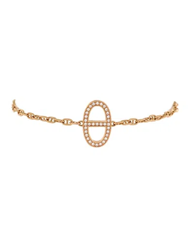 Pre-owned Pre-owned Hermes  Hermes Chaine D'ancre Contour Bracelet 18k Rose Gold With Diamonds