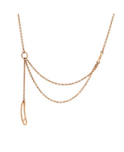 Pre-owned Pre-owned Hermes  Hermes Chaine D'ancre Punk Double Strand Necklace 18k Rose Gold, 16.5 In Pink