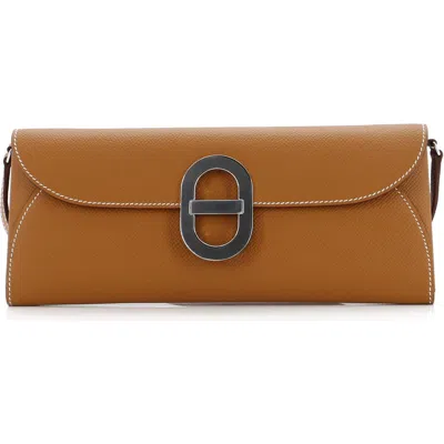 Pre-owned Hermes  Hermes Chaine D'ancre To Go Wallet Epsom In Brown