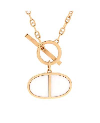 Pre-owned Hermes  Hermes Chaine D'ancre Verso Pendant Necklace 18k Rose Gold With Ceramic
