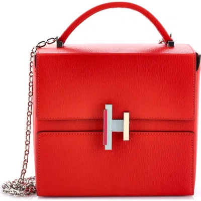 Pre-owned Hermes  Hermes Cinhetic Top Handle Bag Chevre Mysore In Orange