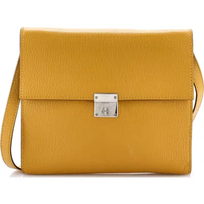 Pre-owned Hermes  Hermes Clic Wallet On Strap Chevre Mysore 16 In Yellow