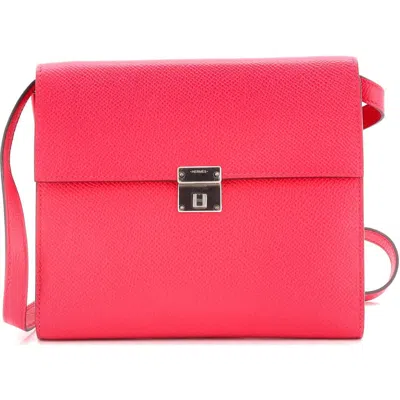Pre-owned Hermes  Hermes Clic Wallet On Strap Epsom 16 In Pink