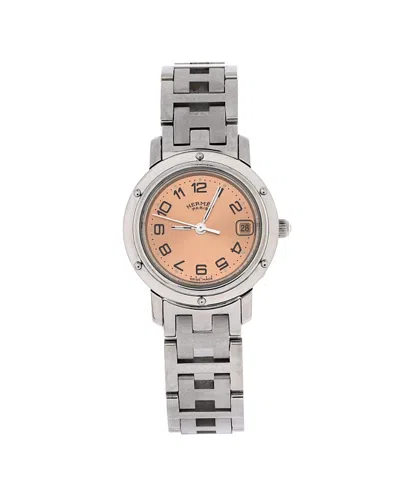 Pre-owned Pre-owned Hermes  Hermes Clipper Quartz Watch In Stainless Steel 24mm