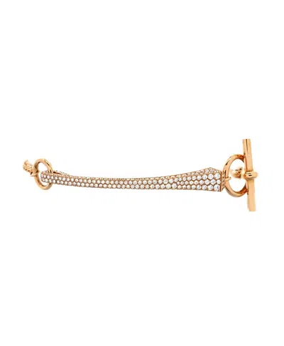 Pre-owned Pre-owned Hermes  Hermes Clou De Forge Chain Bracelet 18k Rose Gold With Pave Diamonds In Pink