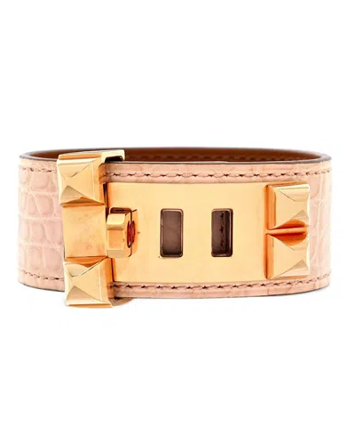 Pre-owned Pre-owned Hermes  Hermes Collier De Chien 24 Bracelet Alligator In Alligator/silver Tone