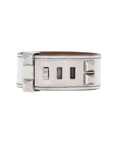 Pre-owned Pre-owned Hermes  Hermes Collier De Chien 24 Bracelet Alligator In Green