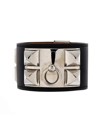 Pre-owned Pre-owned Hermes  Hermes Collier De Chien Bracelet Leather In Black