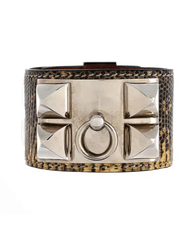 Pre-owned Pre-owned Hermes  Hermes Collier De Chien Bracelet Lizard In Gold