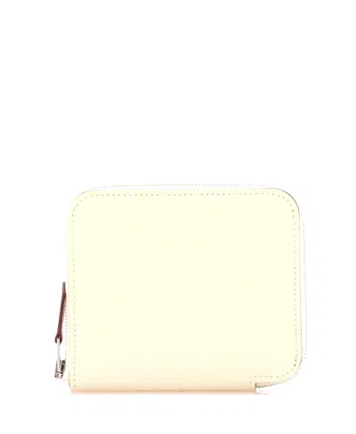 Pre-owned Pre-owned Hermes  Hermes Compact Azap Zip Around Wallet Silk'in Epsom In Neutral