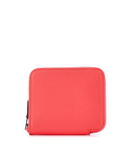 Pre-owned Pre-owned Hermes  Hermes Compact Azap Zip Around Wallet Silk'in Epsom In Pink