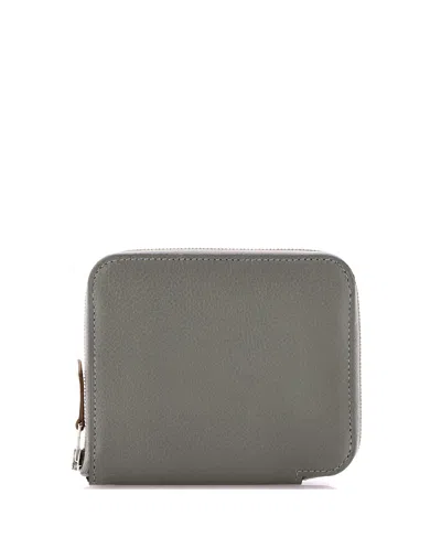 Pre-owned Pre-owned Hermes  Hermes Compact Azap Zip Around Wallet Silk'in Evercolor In Gray