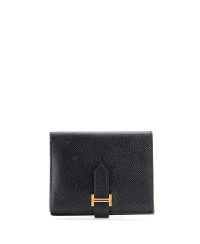 Pre-owned Pre-owned Hermes  Hermes Compact Bearn Wallet Epsom In Black