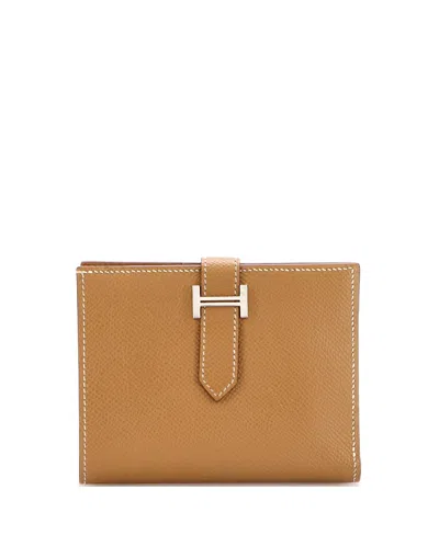 Pre-owned Pre-owned Hermes  Hermes Compact Bearn Wallet Epsom In Brown