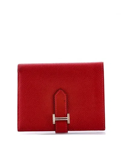 Pre-owned Pre-owned Hermes  Hermes Compact Bearn Wallet Epsom In Red